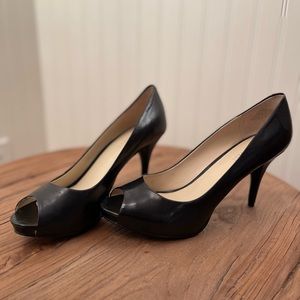 Nine West Kelsyo Black Peep Toe Heels